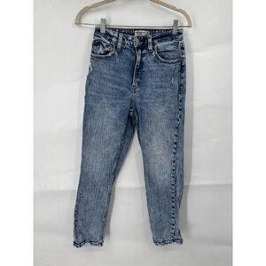 Abercrombie & Fitch The Mom High Rise Jean Women 25 Blue Denim Distressed Grunge